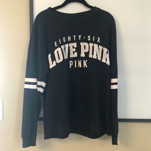 Pink Victoria’s Secret Black Oversized Sweatshirt